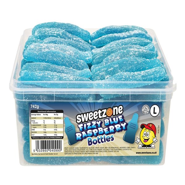 Sweetzone Giant Fizzy Blue Raspberry Bottles 60pcs - Jessica's Sweets