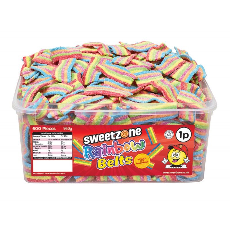 Sweetzone Mini Rainbow Belts 960g - Jessica's Sweets