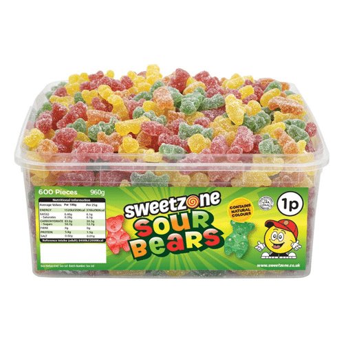 Sweetzone Sour Bears Tub 600pcs - Jessica's Sweets