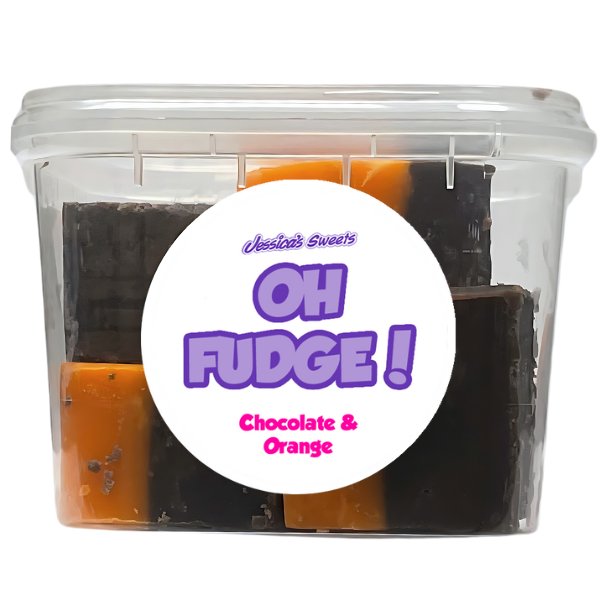 Jessica's Oh Fudge! Chocolate Orange Flavour Fudge 230g Tub - Jessica's Sweets