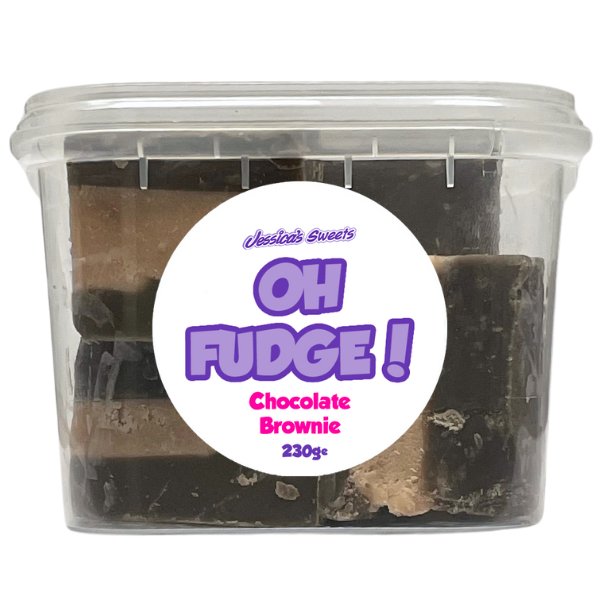 Jessica's Oh Fudge! Chocolate Brownie Flavour Fudge 230g Tub - Jessica's Sweets