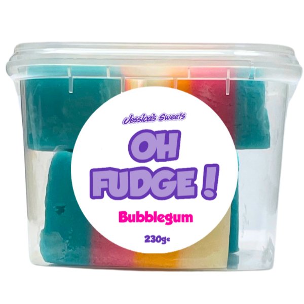 Jessica's Oh Fudge! Bubblegum Flavour Fudge 230g Tub - Jessica's Sweets