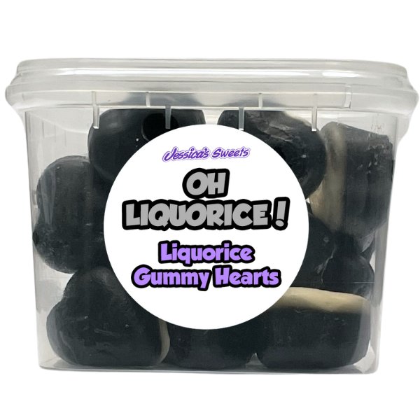 Oh Liquorice! Liquorice Gummy Hearts 160g - Jessica's Sweets