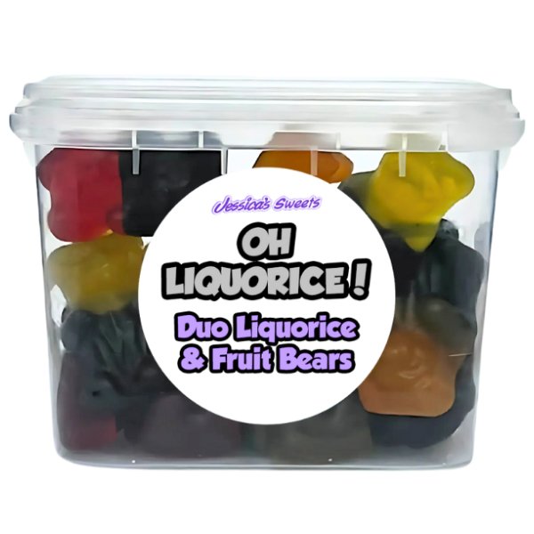 Oh Liquorice! Duo Liquorice & Fruit Bears 170g - Jessica's Sweets