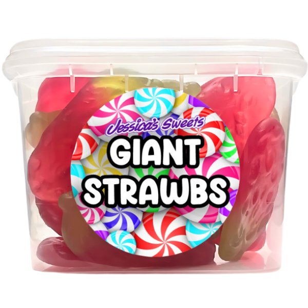 Jessica's Sweets Tubs Giant Strawbs 170g - Jessica's Sweets