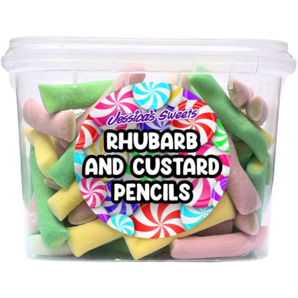 Jessica's Sweets Tub Rhubarb and Custard Pencils 170g