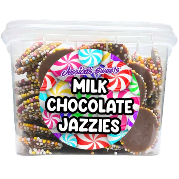 Jessica's Sweets Tubs Milk Chocolate Jazzies 170g - Jessica's Sweets