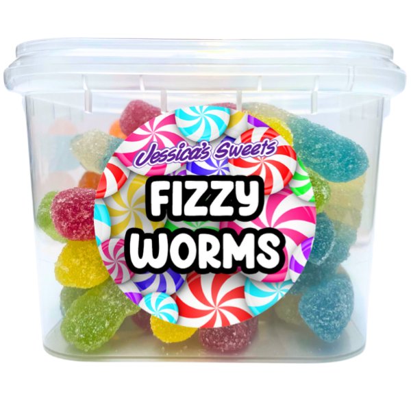 Jessica's Sweets Tubs Fizzy Worms 170g - Jessica's Sweets