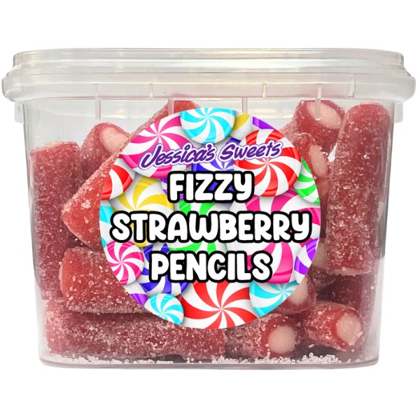 Jessica's Sweets Tubs Fizzy Strawberry Pencils 170g - Jessica's Sweets
