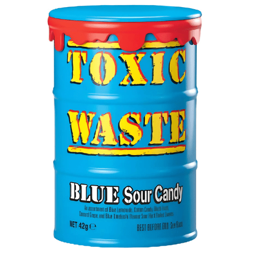 Toxic Waste Blue Sour Candy Drum 42g - Jessica's Sweets