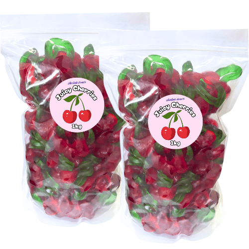 2 x Juicy Twin Cherries Sweets 1kg Grab Bag - Jessica's Sweets