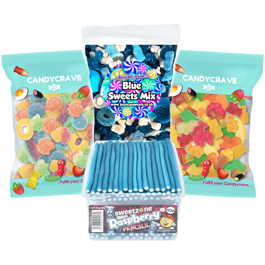 Super Saver Sweetie Deal 3kg Sweets & Blue Raspberry Sweets Pencil Tub £19.99 - Jessica's Sweets