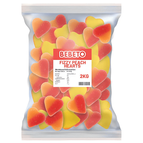 Bebeto Fizzy Peach Hearts 2kg - Jessica's Sweets