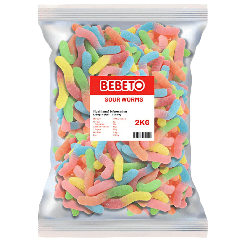 Bebeto Sour Worms 2kg - Jessica's Sweets