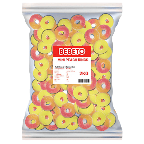 Bebeto Mini Fizzy Peach Rings 2kg - Jessica's Sweets