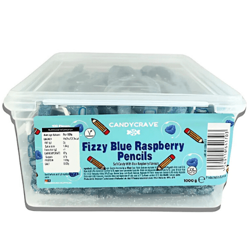 Candy Crave Fizzy Blue Raspberry Pencils Tub 100 Pieces