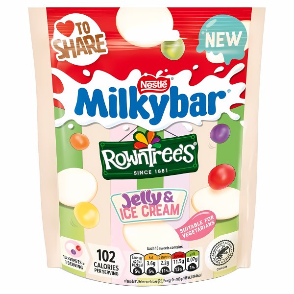 Milkybar Rowntree's Jelly & Ice Cream Share Bag 95g - Jessica's Sweets