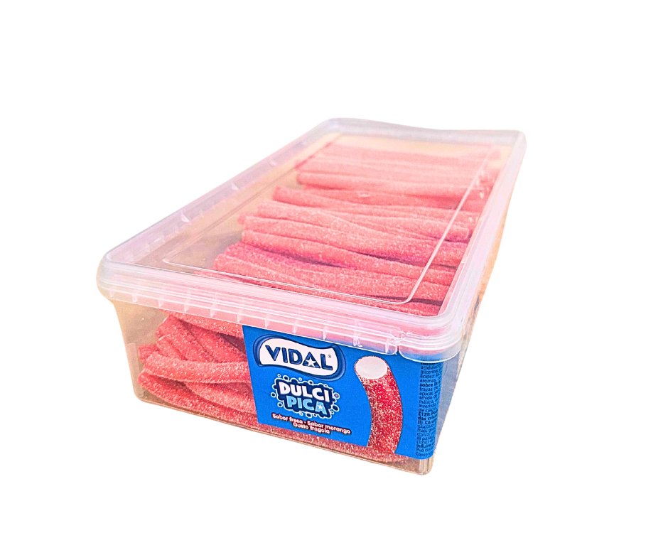 Vidal Fizzy Strawberry Half Pencil Tub - 200 count - Jessica's Sweets