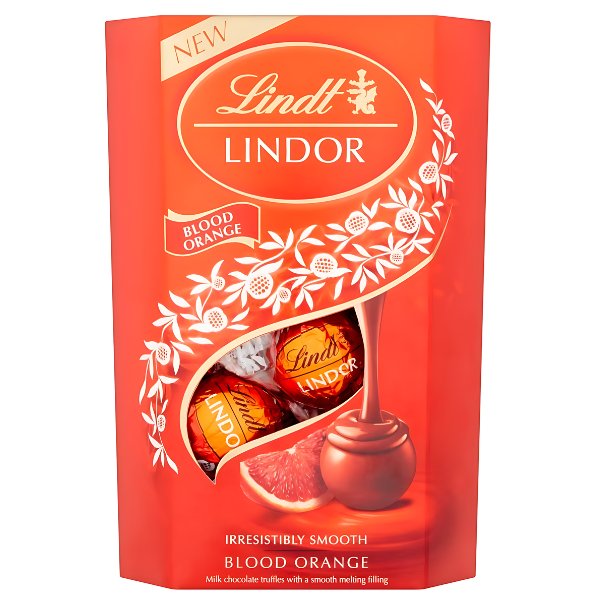 Lindt Lindor Blood Orange Milk Chocolate Truffles Box 200g - Jessica's Sweets