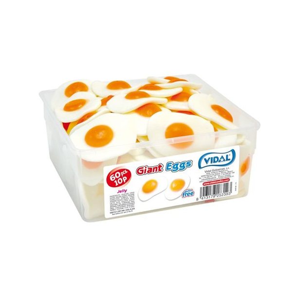 Vidal Giant Fried Eggs Tub 60pcs - Jessica's Sweets