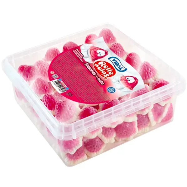Vidal Jelly Strawberries & Cream Tub 75 Pieces - Jessica's Sweets