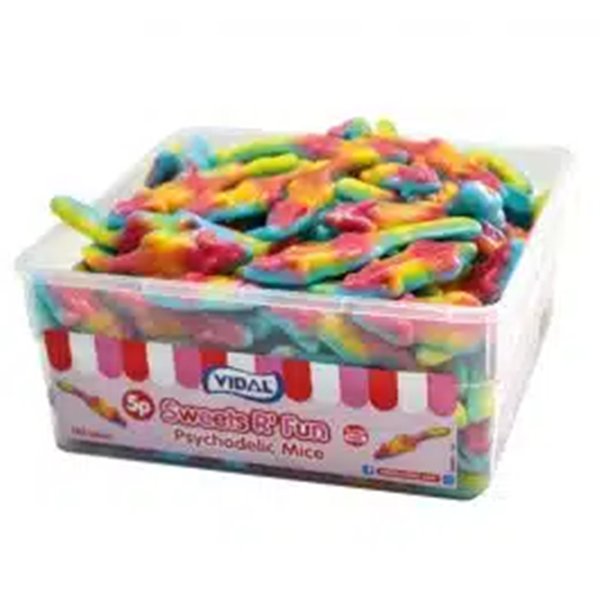Vidal Psychodelic Mice Tub 120pcs - Jessica's Sweets