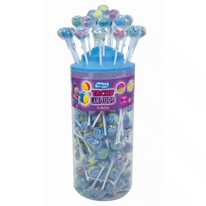 Vidal Tongue Painter Duo-Colour Sour Lollies Tub - 150 Count - Jessica's Sweets