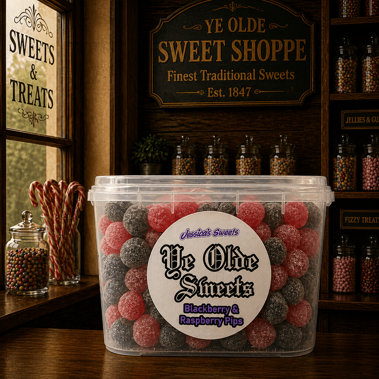 Jessica's Sweets Ye Olde Sweets Blackberry & Raspberry Pips 190g