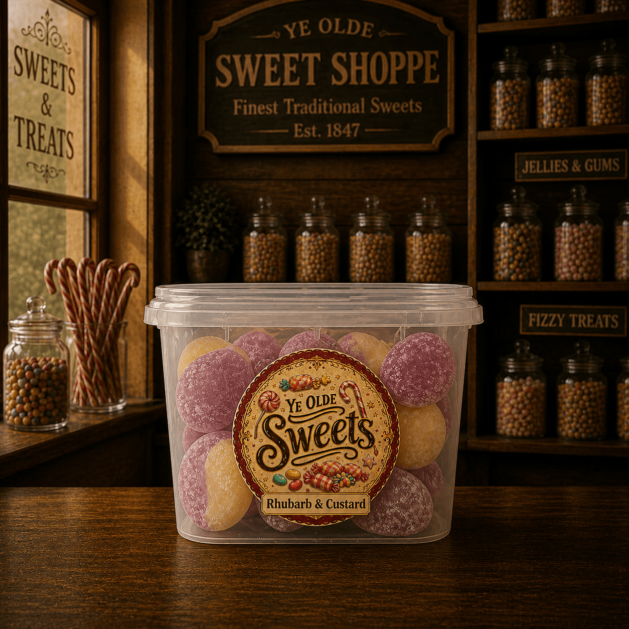 Jessica's Sweets Ye Olde Sweets Rhubarb and Custard 200g