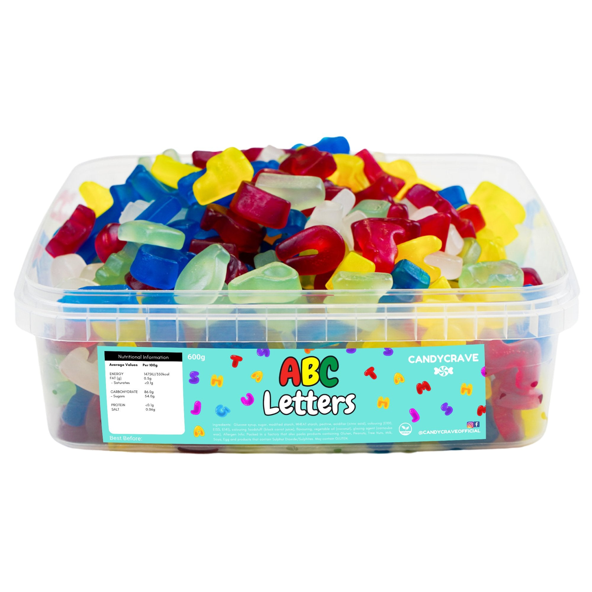 Candy Crave ABC Letters Tub 600g - Jessica's Sweets
