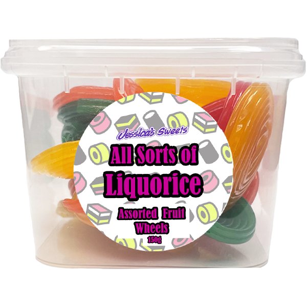 Jessica's Sweets All Sorts of Liquorice Assorted Fruit Wheels 150g - Jessica's Sweets