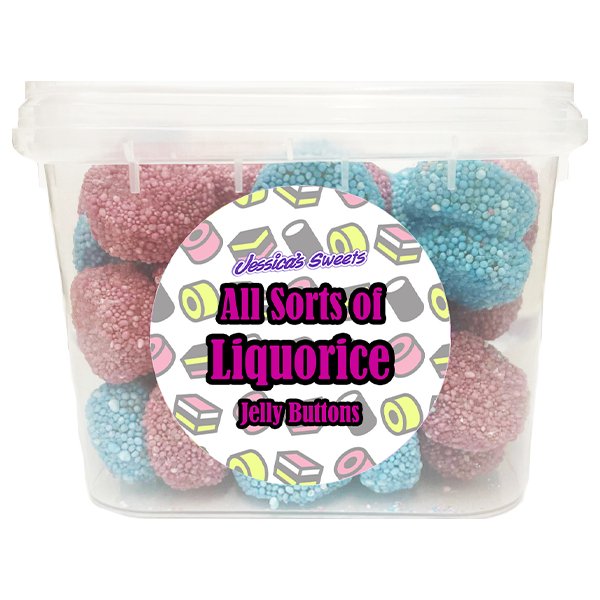 Jessica's Sweets All Sorts of Liquorice Jelly Buttons 200g - Jessica's Sweets