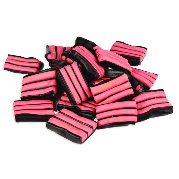 Jessica's Sweets All Sorts of Liquorice Strawberry Stripes 150g - Jessica's Sweets