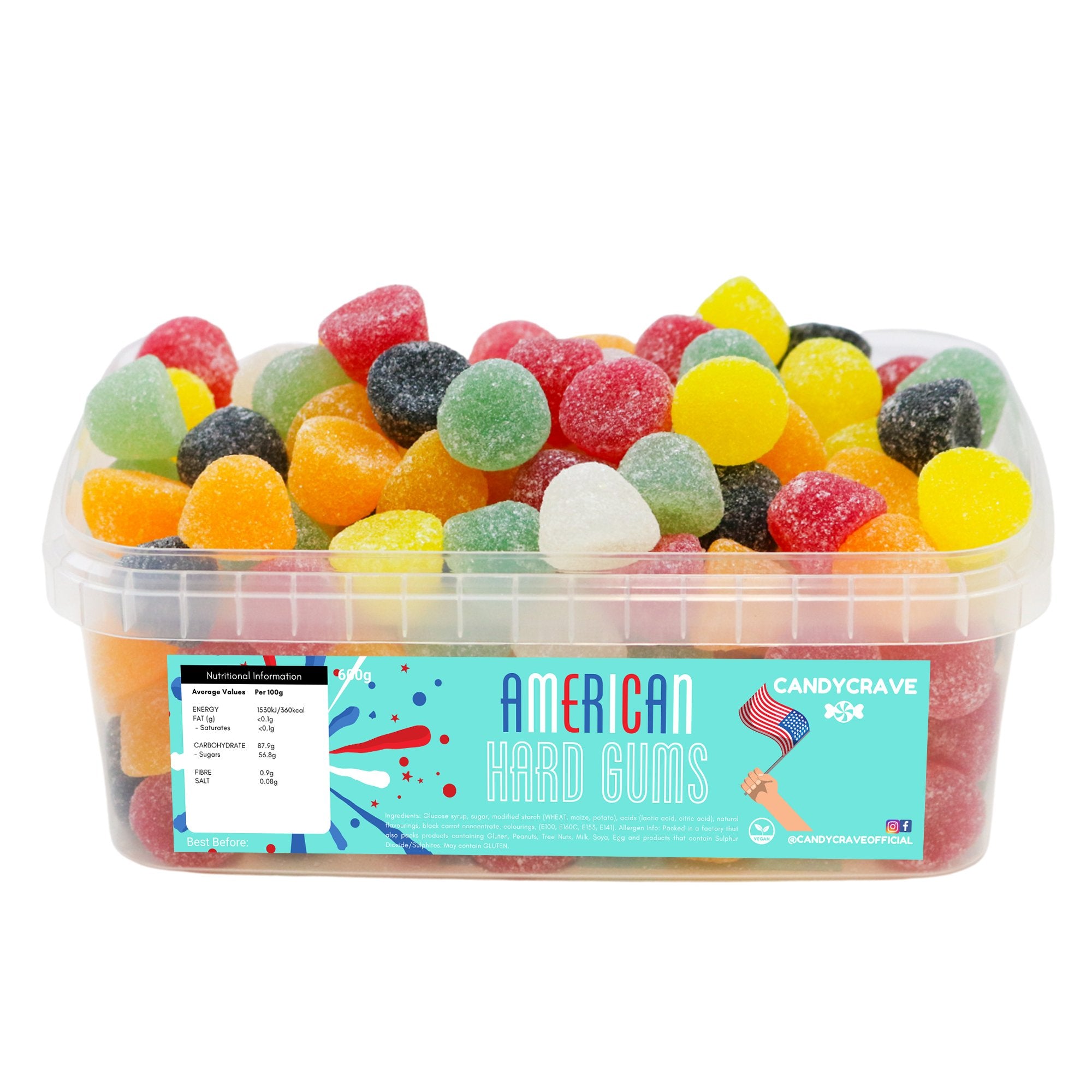 Candy Crave American Hard Gums Tub 600g - Jessica's Sweets