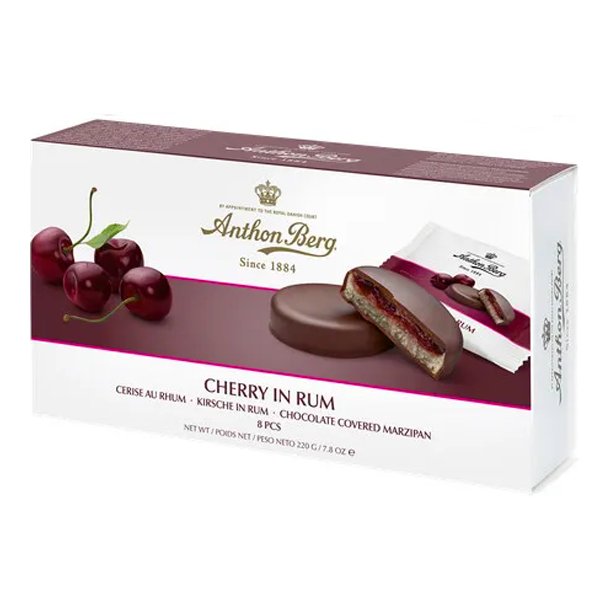 Anthon Berg Cherry In Rum Chocolate Covered Marzipan 220g - Jessica's Sweets