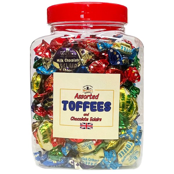 Walker's Assorted Toffees and Chocolate Eclairs Jar 1.123kg - Jessica's Sweets