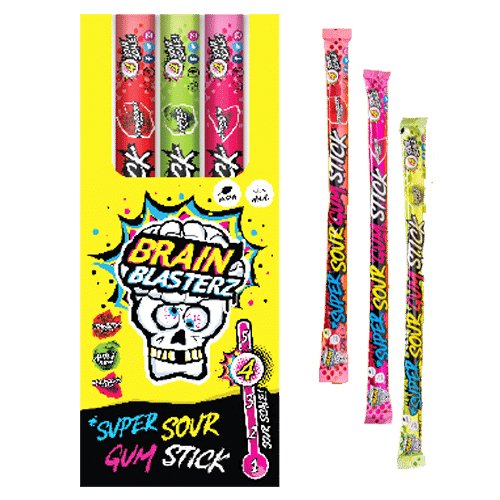 Brain Blasterz Super Sour Gum Stick 22g x 1 - Jessica's Sweets