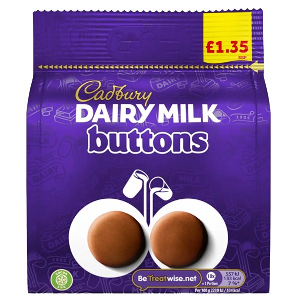 Cadbury Dairy Milk Buttons Chocolate Bag 95g - Jessica's Sweets