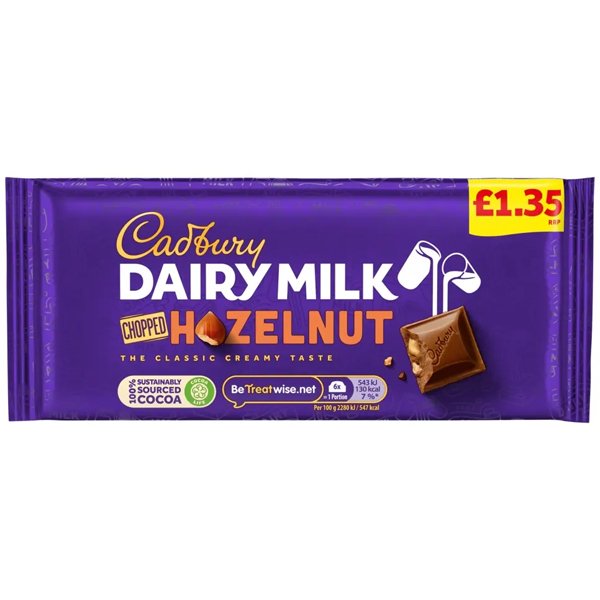 Cadbury Dairy Milk Chopped Nut Chocolate Bar 95g - Jessica's Sweets