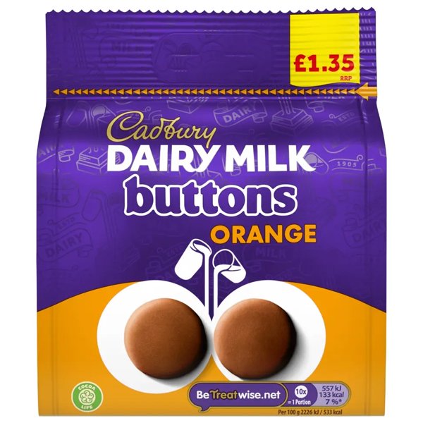 Cadbury Dairy Milk Orange Buttons Chocolate Bag 95g - Jessica's Sweets