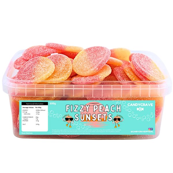 Candy Crave Fizzy Peach Sunsets Tub 600g - Jessica's Sweets