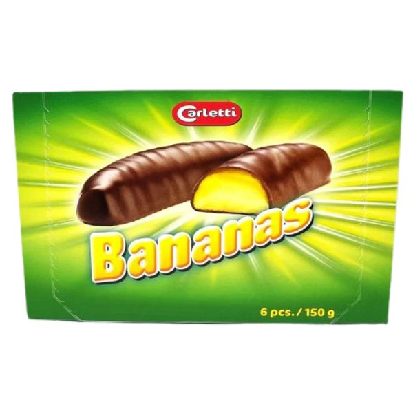 Carletti Chocolate Foam Banana 6 Pack 150G - Jessica's Sweets