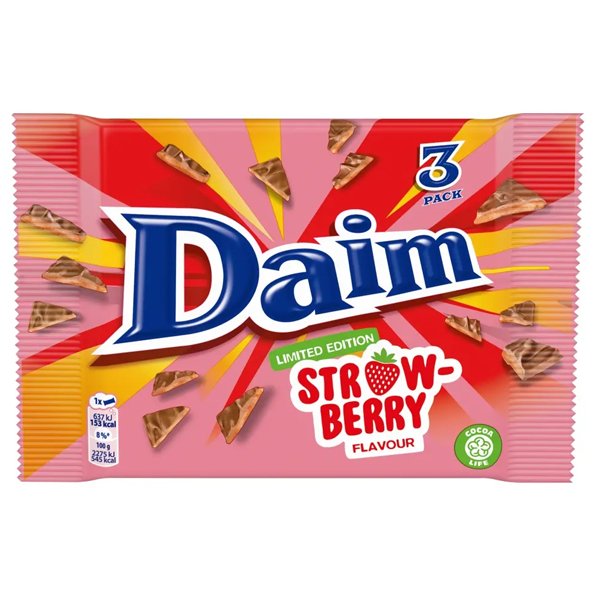 Daim Limited Edition Strawberry Flavour 3 Pack 84g - Jessica's Sweets