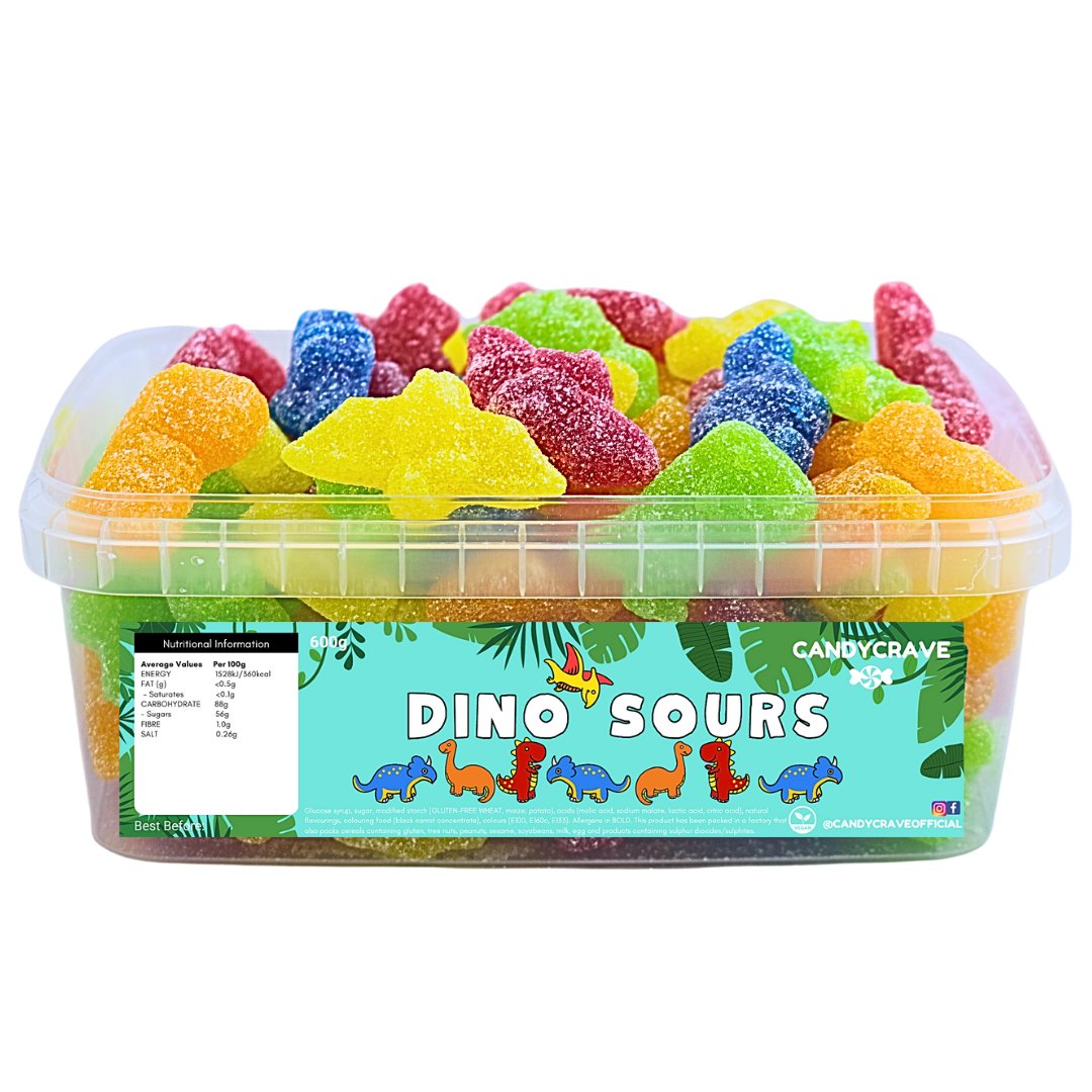 Candy Crave Dino Sours Tub 600g - Jessica's Sweets