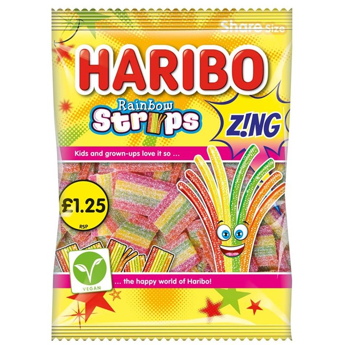 Haribo Rainbow Strips Z!NG 160g - Jessica's Sweets