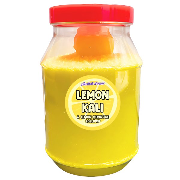 Lemon Kali & Lemon Meringue Flavour Lollipop Jar 500g - Jessica's Sweets