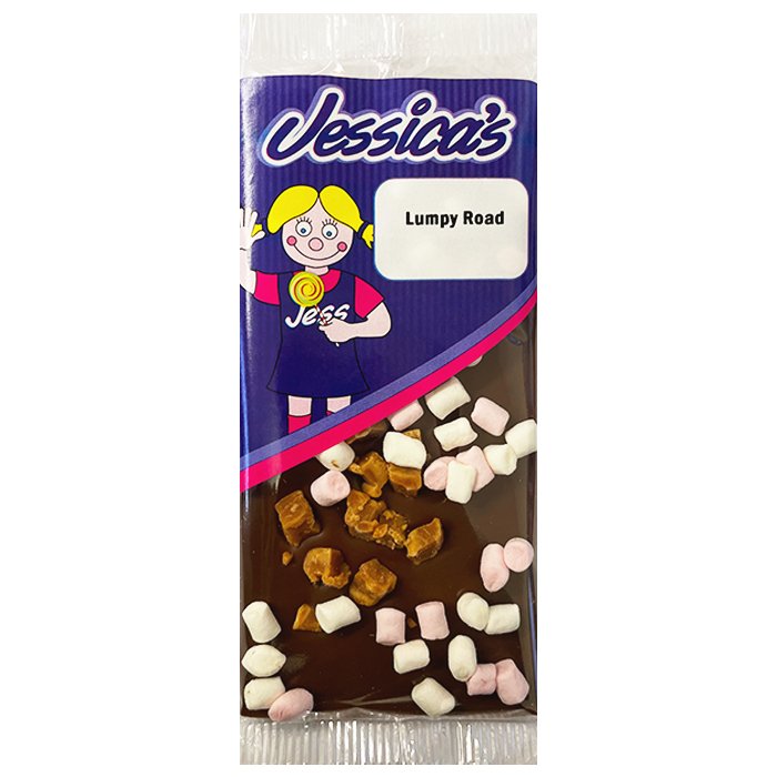 Jessica's Milk Chocolate Bar Lumpy Road 80g - Jessica's Sweets