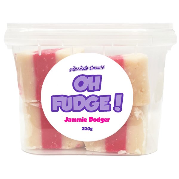 Jessica's Oh Fudge! Jammie Dodger Flavour Fudge 230g Tub - Jessica's Sweets