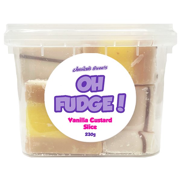 Jessica's Oh Fudge! Vanilla Custard Slice Flavour Fudge 230g Tub - Jessica's Sweets