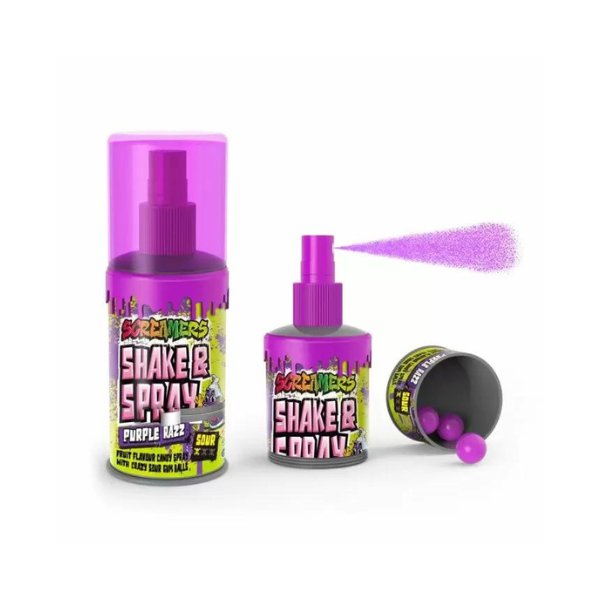 Zed Candy Screamers Purple Raspberry Shake & Spray 65.7g - Jessica's Sweets